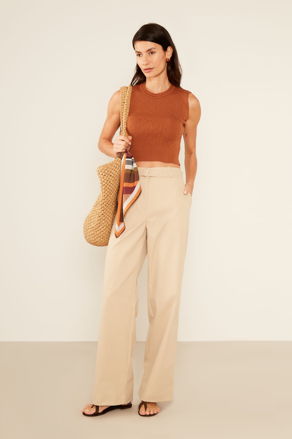 Blusa Tricot Pontos - Bege Nozes