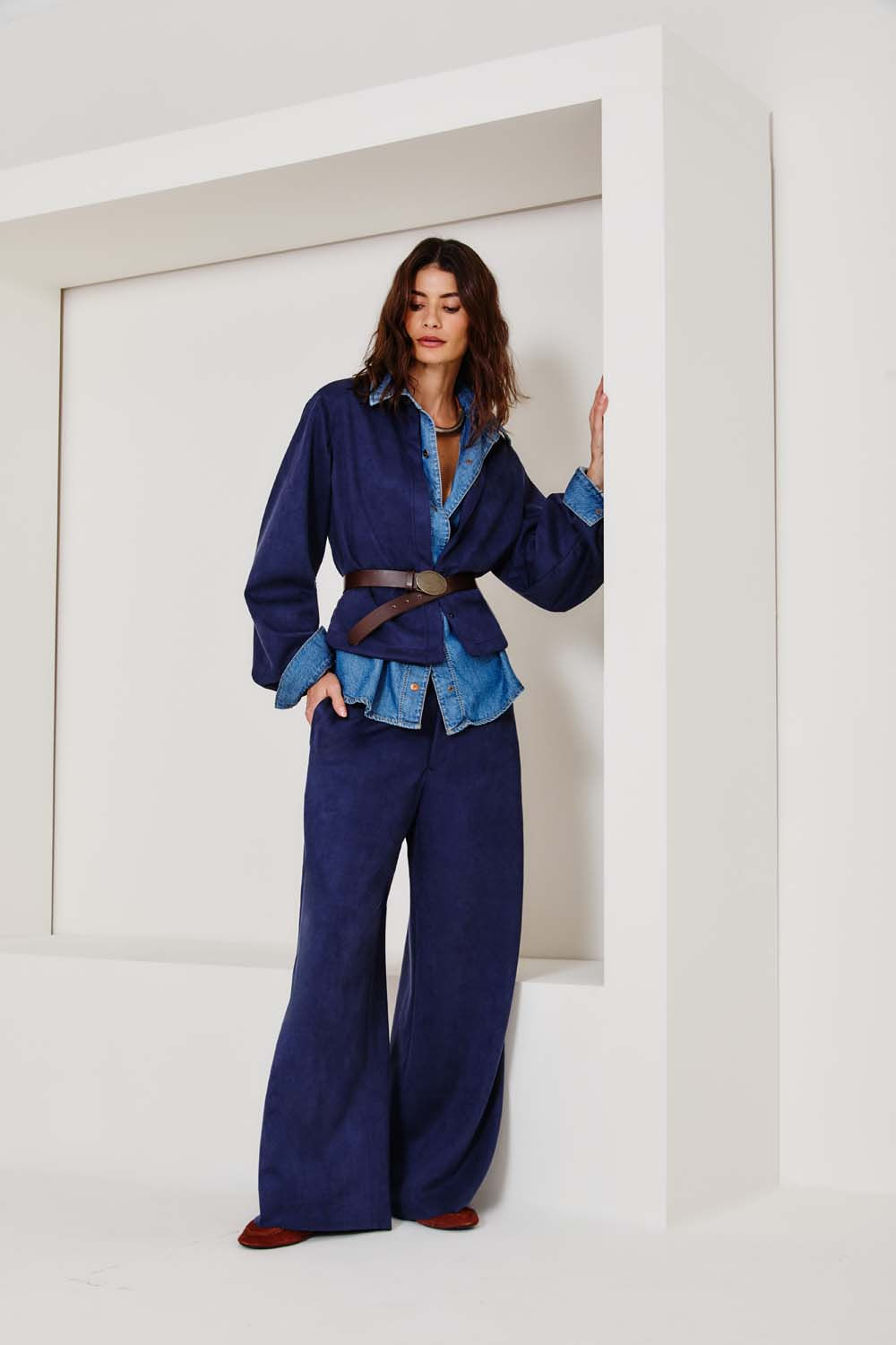 Calça Malha Suede - Azul Escuro