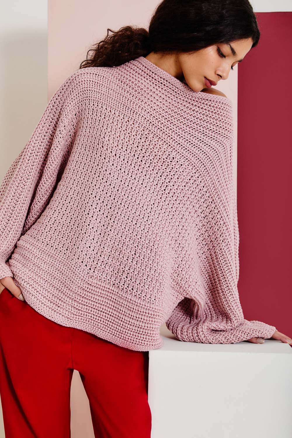 Pull Tricot Mix Pontos - Rosa Queimado
