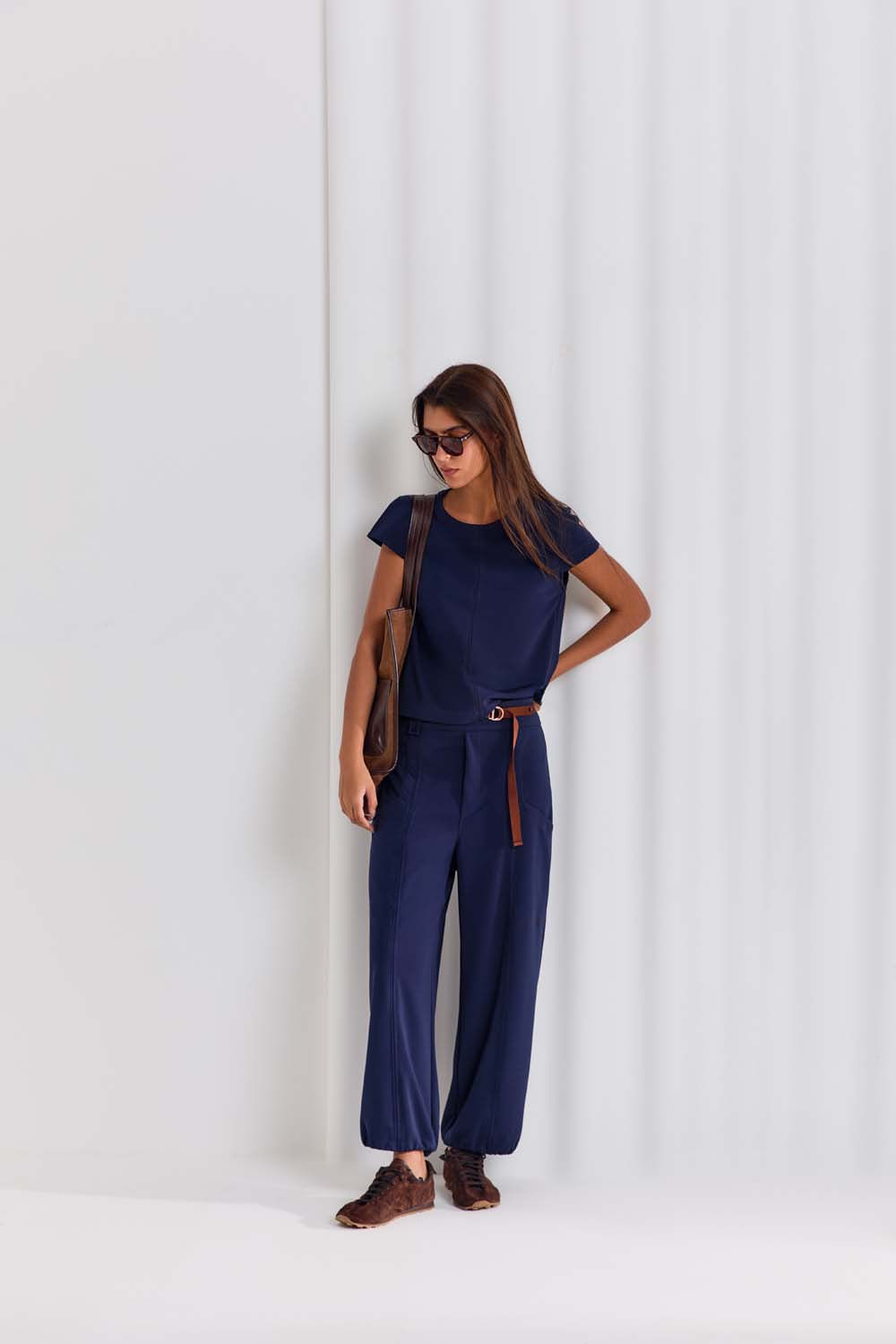 Calça Malha Meia Argola - Azul Escuro