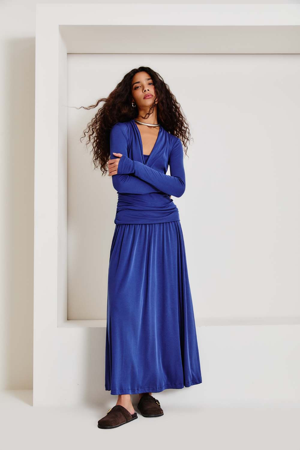 Vestido Malha Rib - Azul Escuro