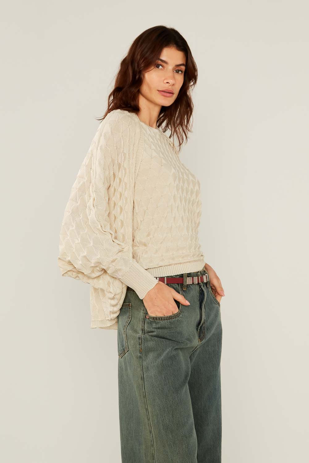 Cardigan Tricot Triângulos - Off White