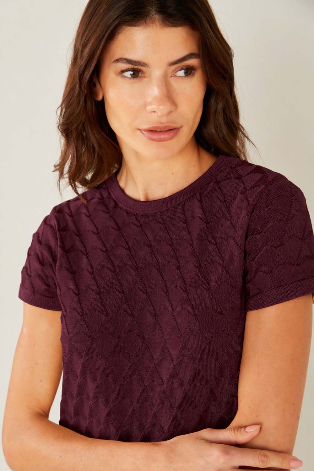 T-Shirt Tricot Triângulos - Burgundy