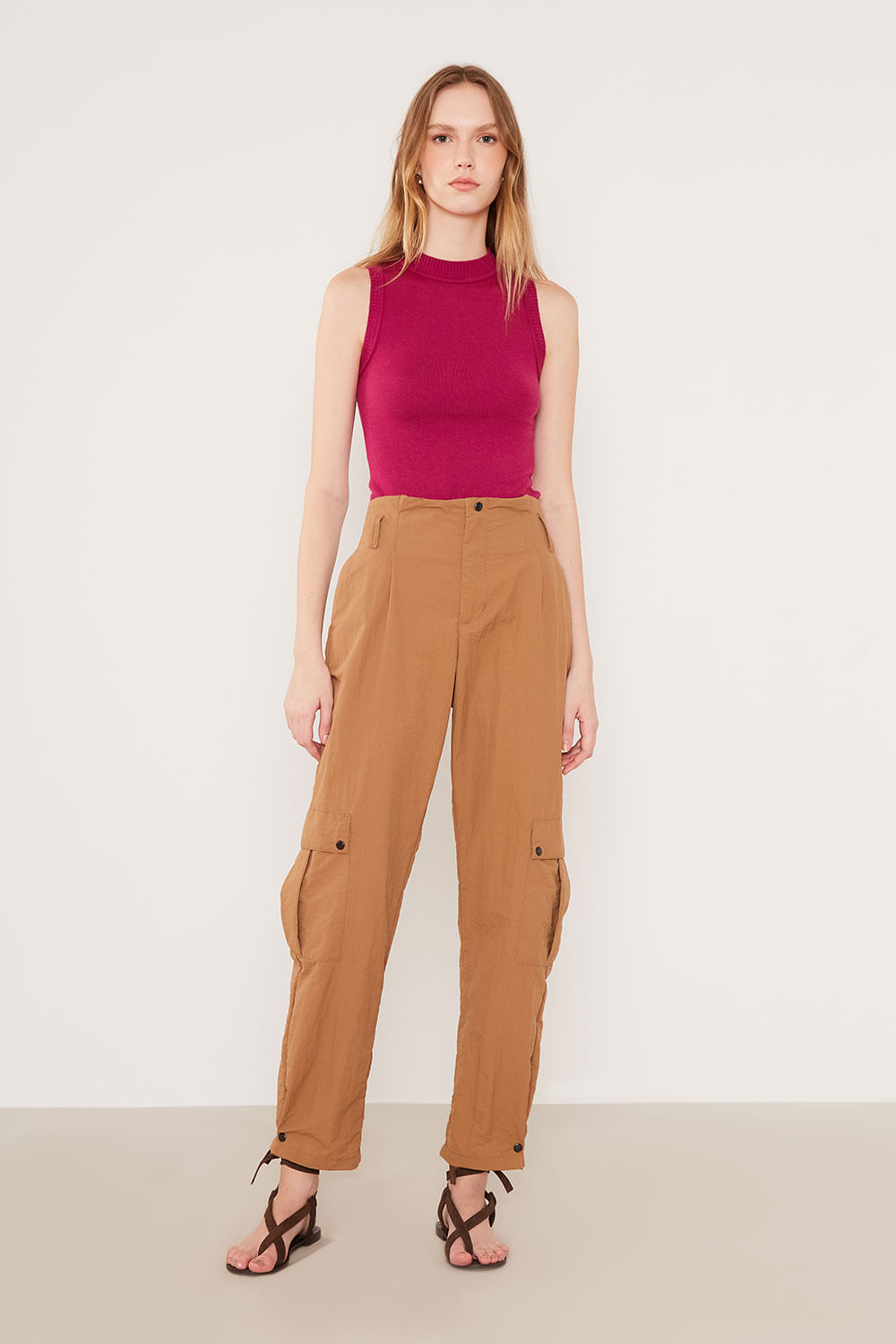 Regata Tricot Gola Canelada - Fucsia Real