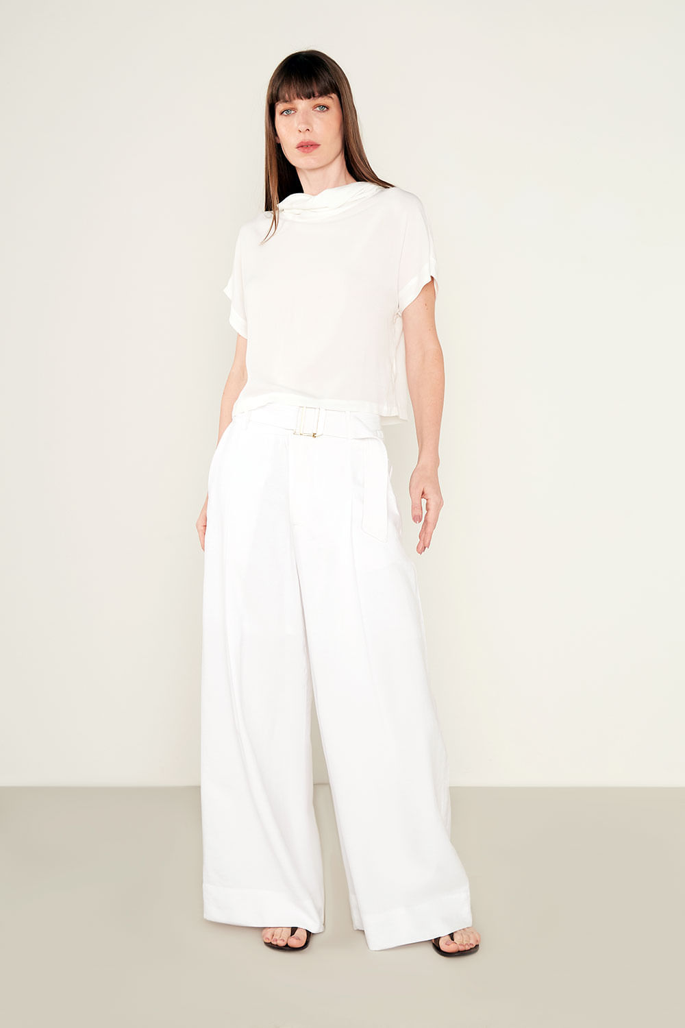 Blusa Casual Gola Alta - Off White