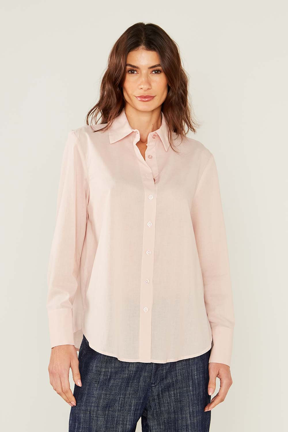 Camisa Casual Algodão - Rosa Cha