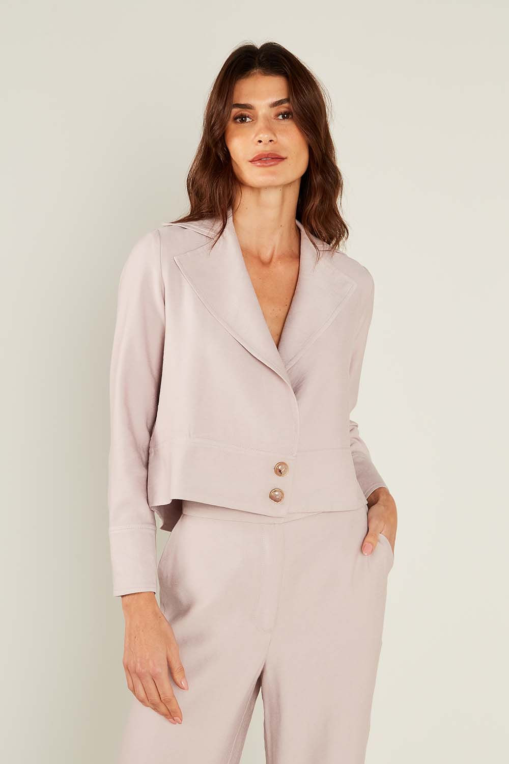 Casaco Casual Botão Mescla - Rosa Cha