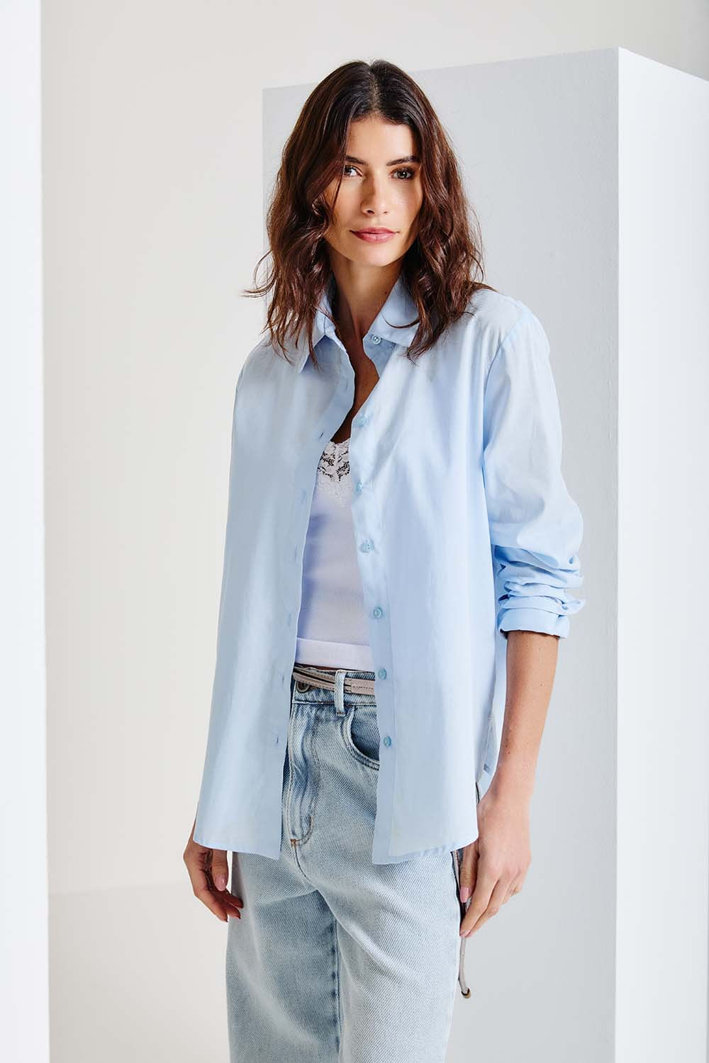 Camisa Casual Algodão - Azul Leve