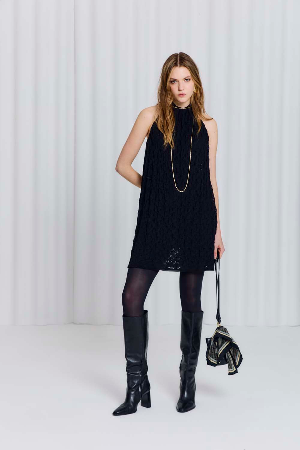 Vestido Frente Única Renda - Preto