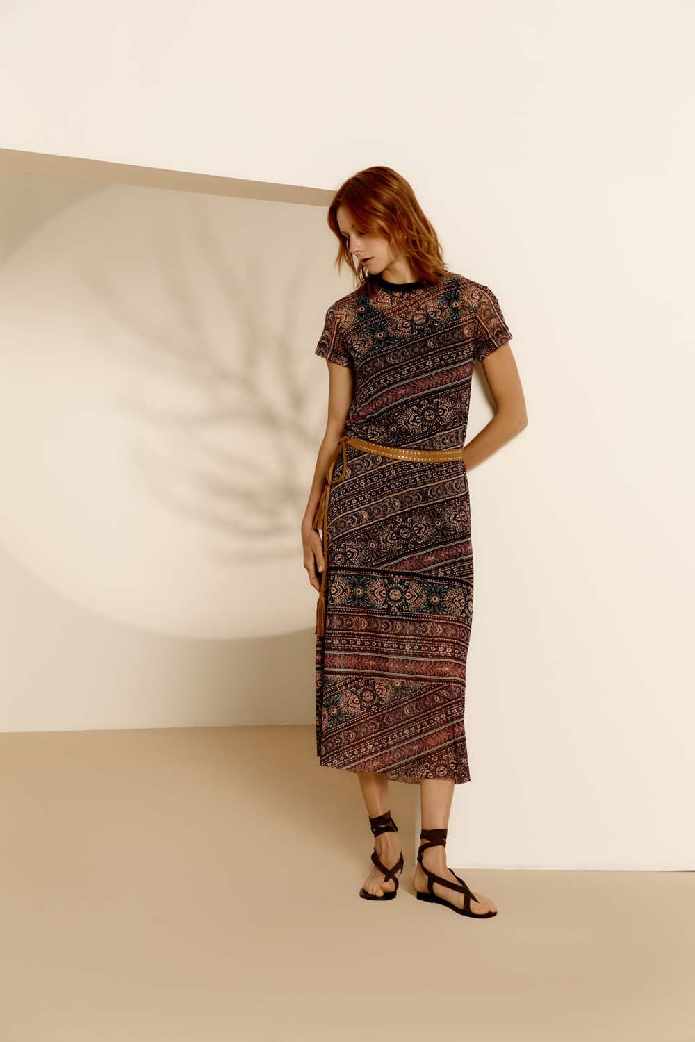 Vestido Malha Manga Estampa Thena - Est Thena