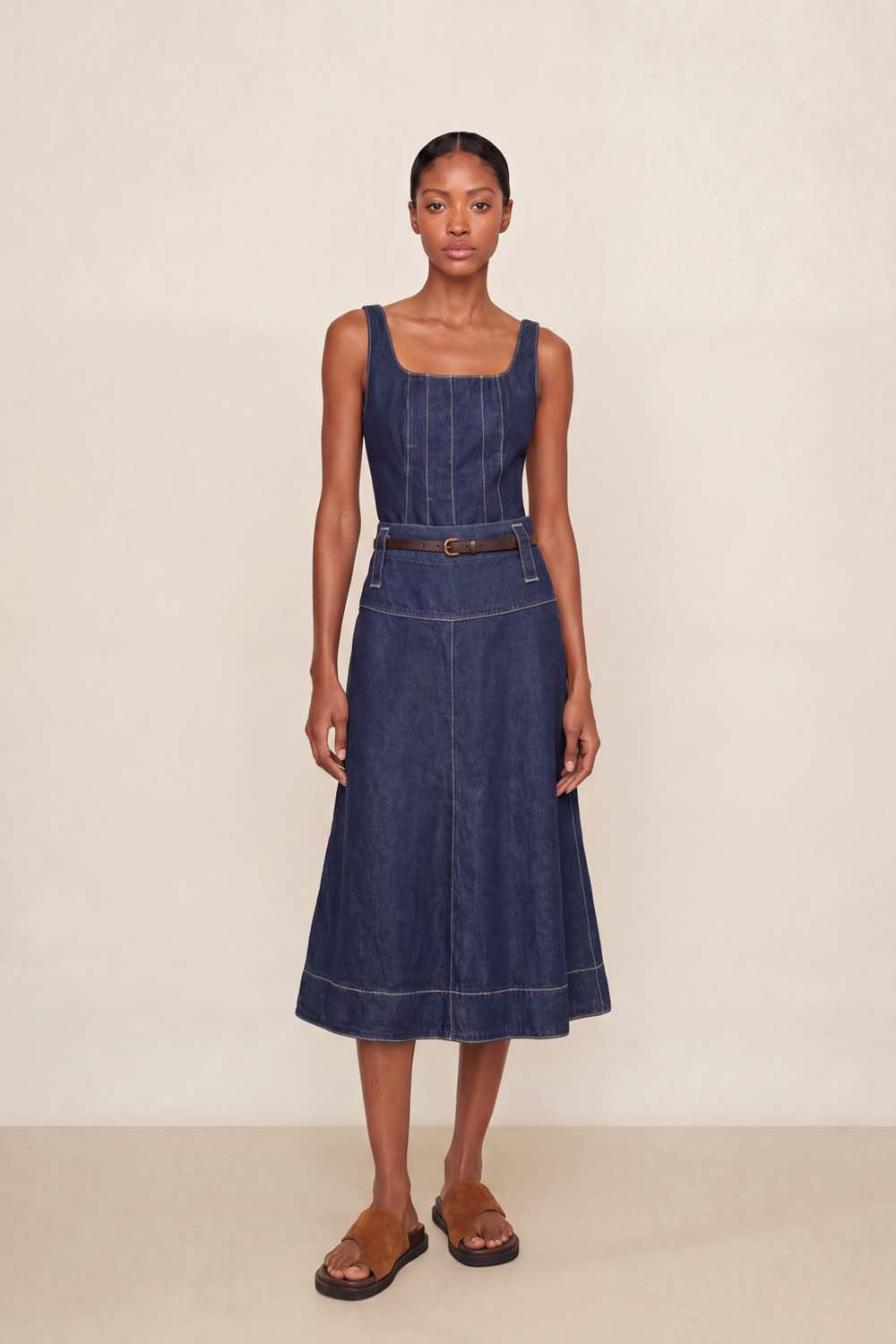 Saia Jeans Cinto - Jeans